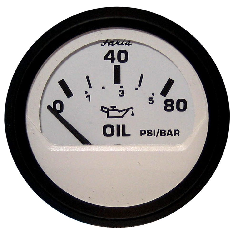 Faria Euro White 2" Oil Pressure Gauge (80 PSI) [12902] | Gauges by Faria Beede Instruments 