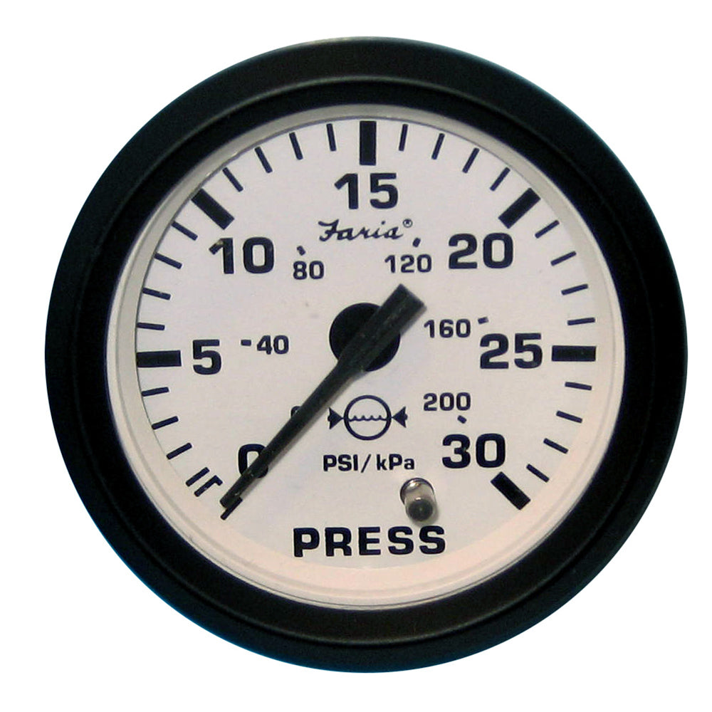 Faria Euro White 2" Water Pressure Gauge (30 PSI) [12903] | Gauges by Faria Beede Instruments 