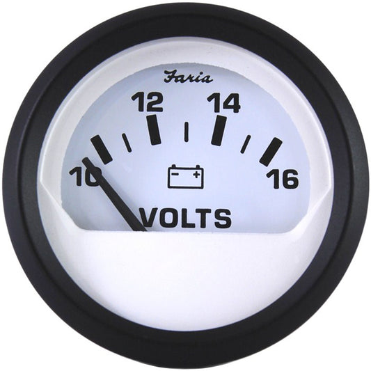 Faria Euro White 2" Voltmeter (10-16 VDC) [12911] | Gauges by Faria Beede Instruments 