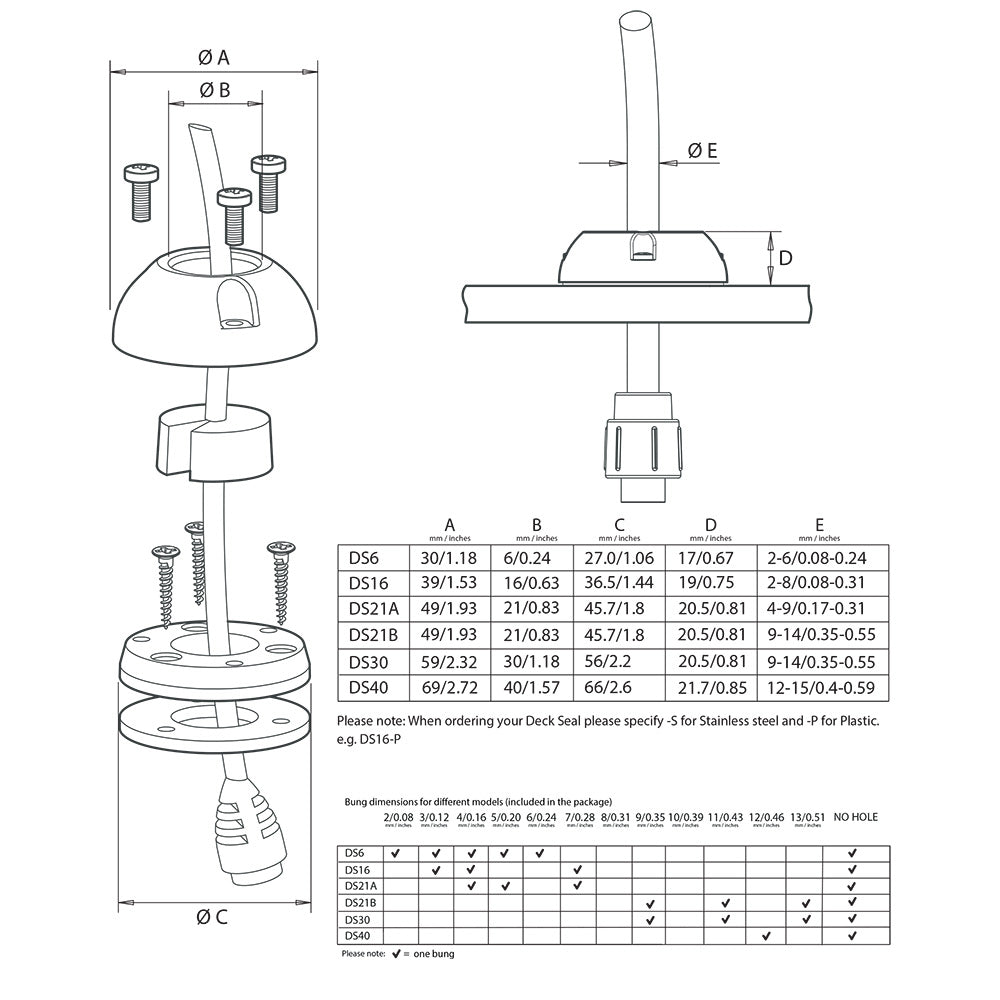 Scanstrut DS6-P Vertical Cable Seal [DS6-P] | Wire Management by Scanstrut 