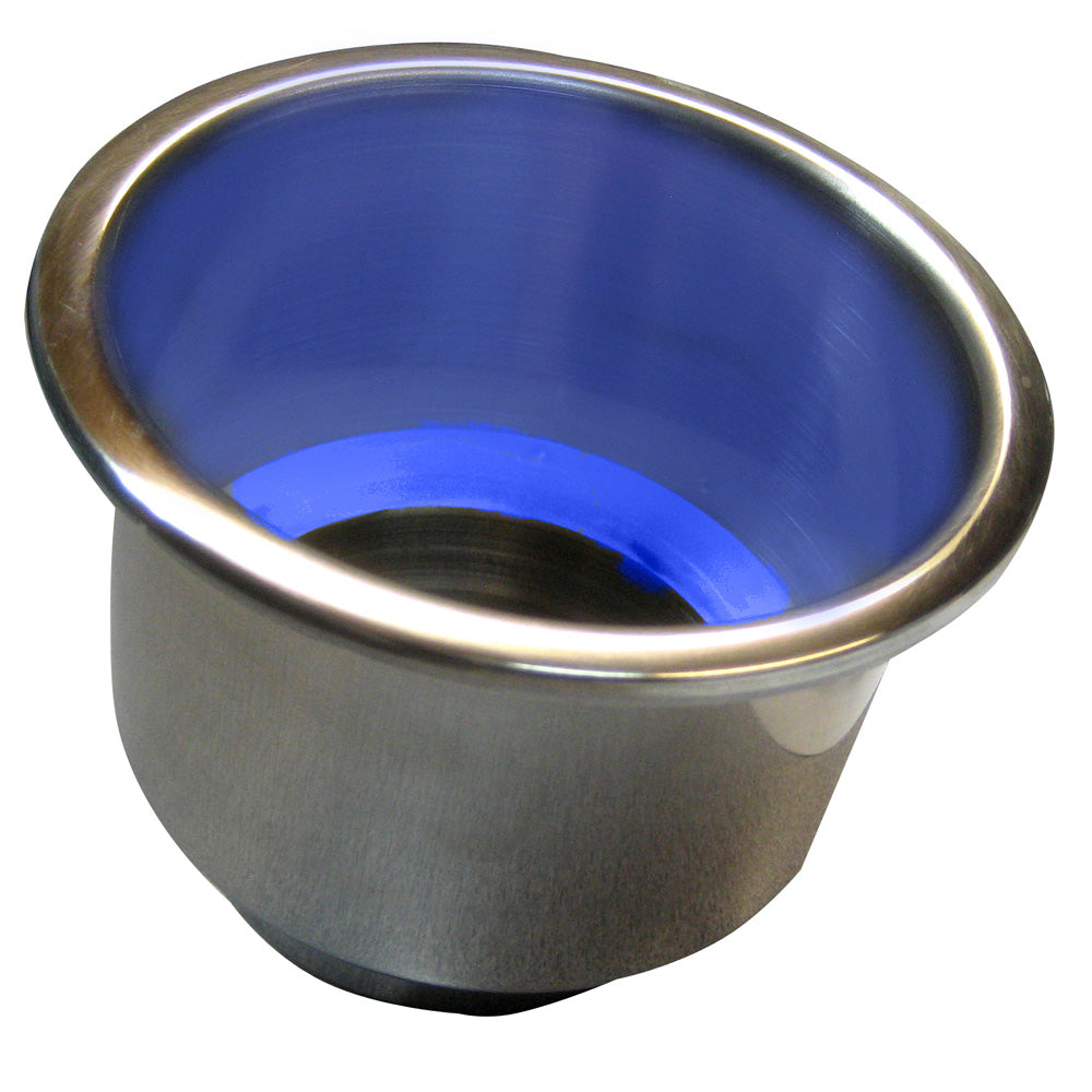 Whitecap Flush Mount Cup Holder w/Blue LED Light - Stainless Steel [S-3511BC] | Deck / Galley by Whitecap 