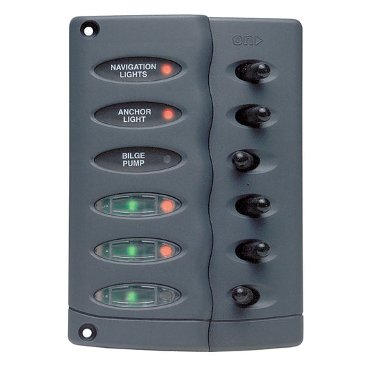 Marinco Contour Switch Panel - Waterproof 6 Way [CSP6] | Electrical Panels by Marinco 