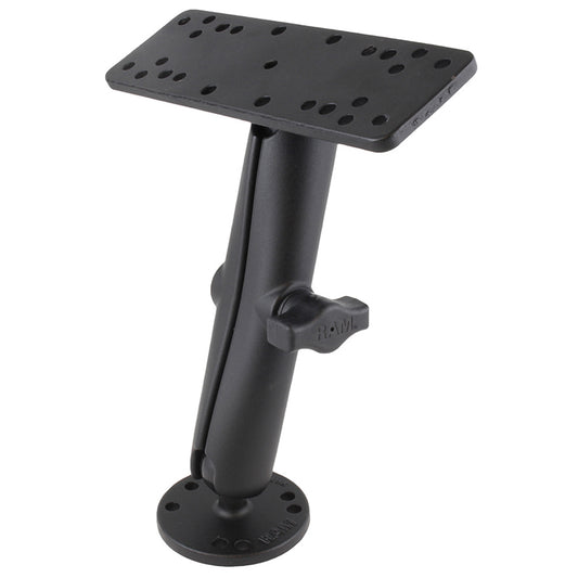 RAM Mount 1" Diameter Ball Mount w/Long Double Socket Arm, 6.25" x 2" Rectangle Base & 2.5" Round Base (AMPS Pattern)