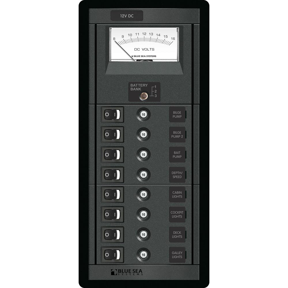 Blue Sea 1463 8 Position Switch CLB + Meter Vertical [1463] | Electrical Panels by Blue Sea Systems 