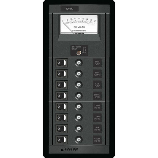 Blue Sea 1463 8 Position Switch CLB + Meter Vertical [1463] | Electrical Panels by Blue Sea Systems 