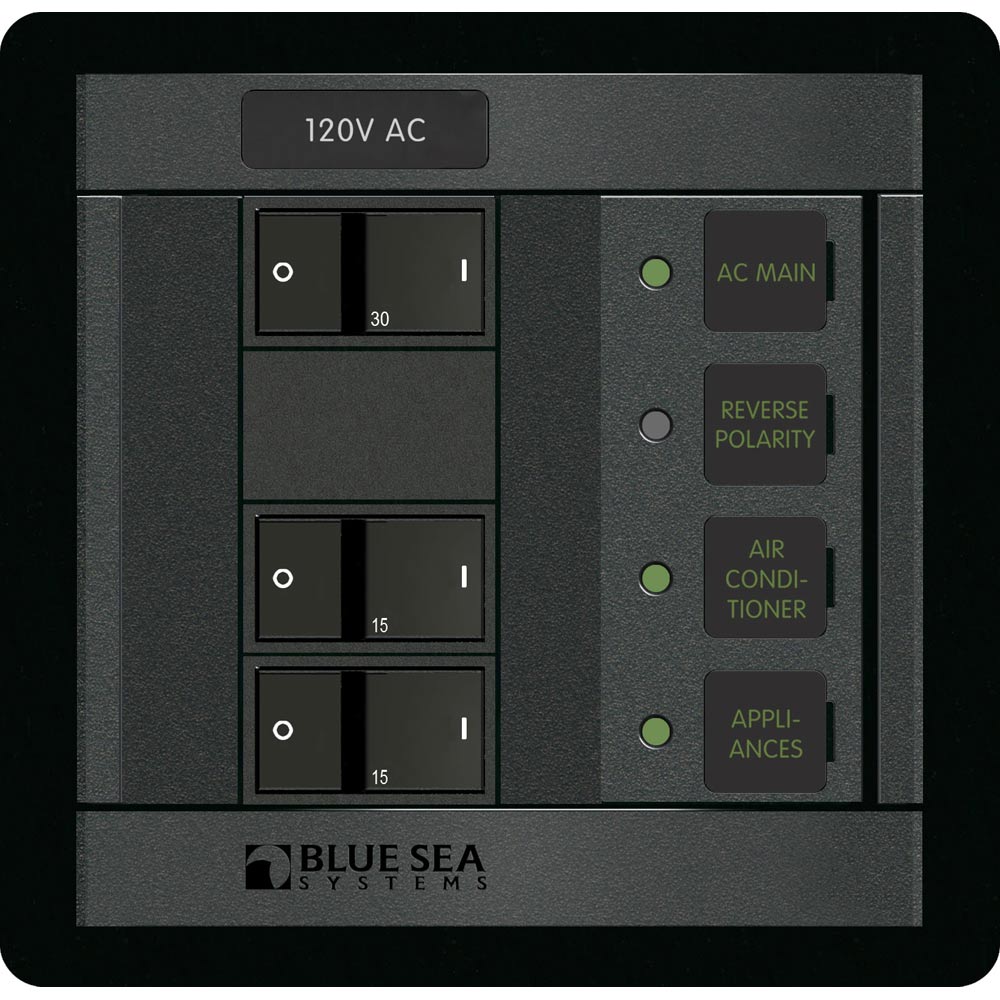 Blue Sea 1214 120V AC Main + 2 Positions [1214] | Electrical Panels by Blue Sea Systems 