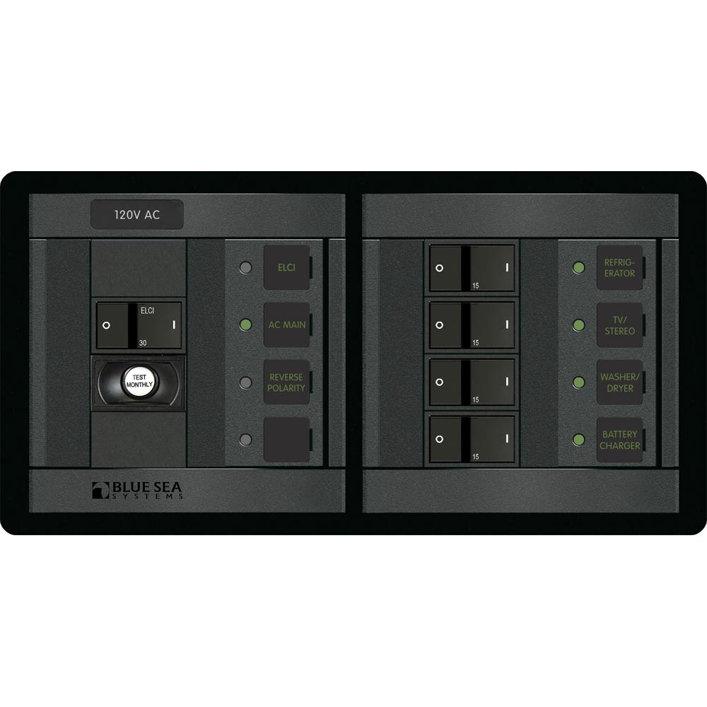 Blue Sea 1193 ELCI Main 30A Double Pole + 4 Positions Horizontal [1193] | Electrical Panels by Blue Sea Systems 