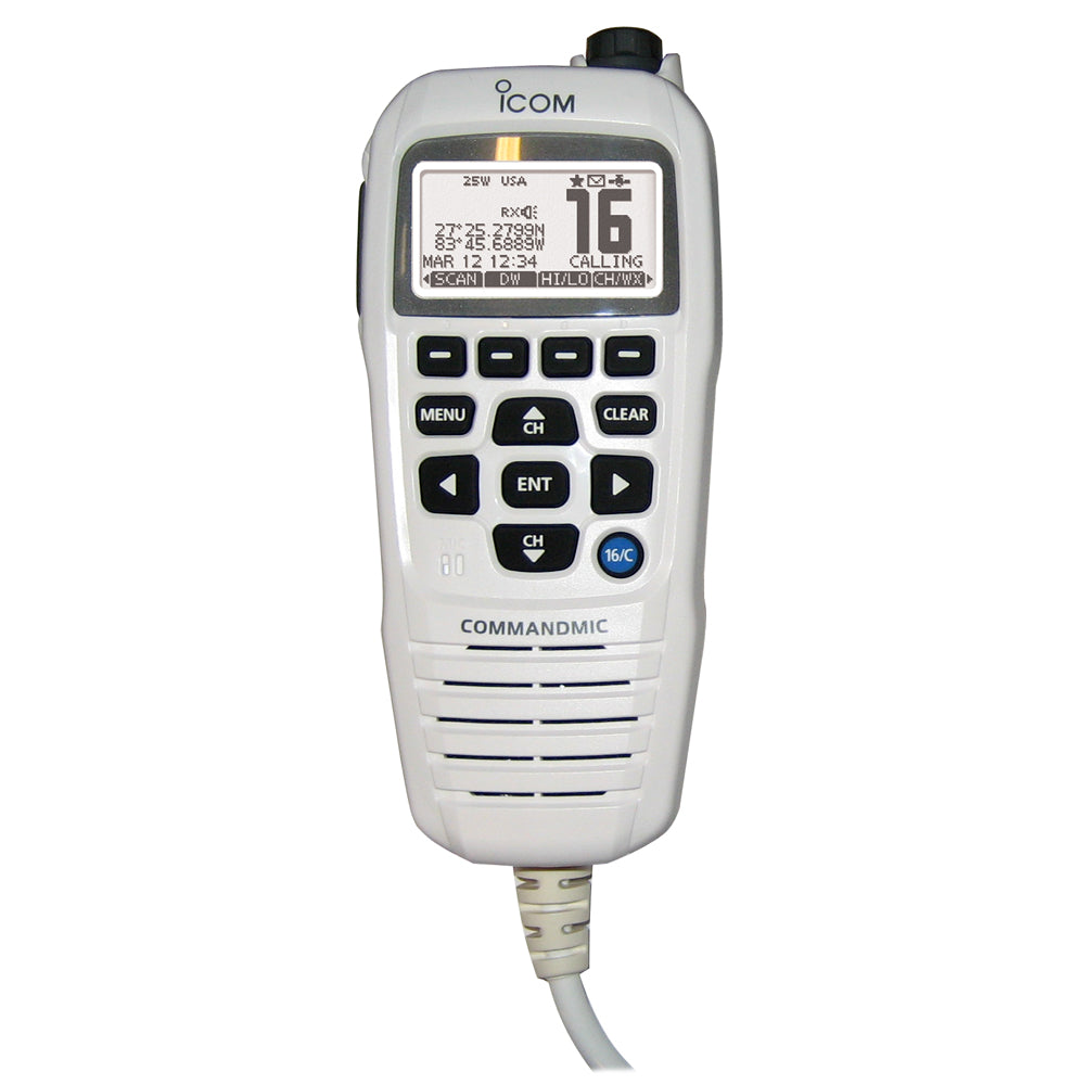 Icom COMMANDMICIV w/White BlackLit LCD - Super White [HM195GW] | Accessories by Icom 