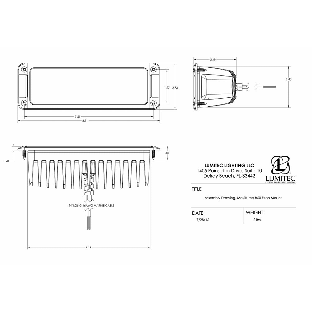 Lumitec Maxillumeh60 - Flush Mount Flood Light - White Housing - White Dimming [101336] | Flood/Spreader Lights by Lumitec 