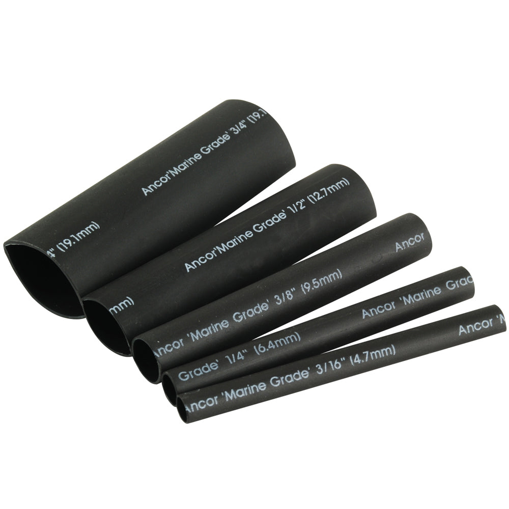 Ancor Adhesive Lined Heat Shrink Tubing Kit - 8-Pack, 3", 20 to 2/0 AWG, Black [301503] | Wire Management by Ancor 