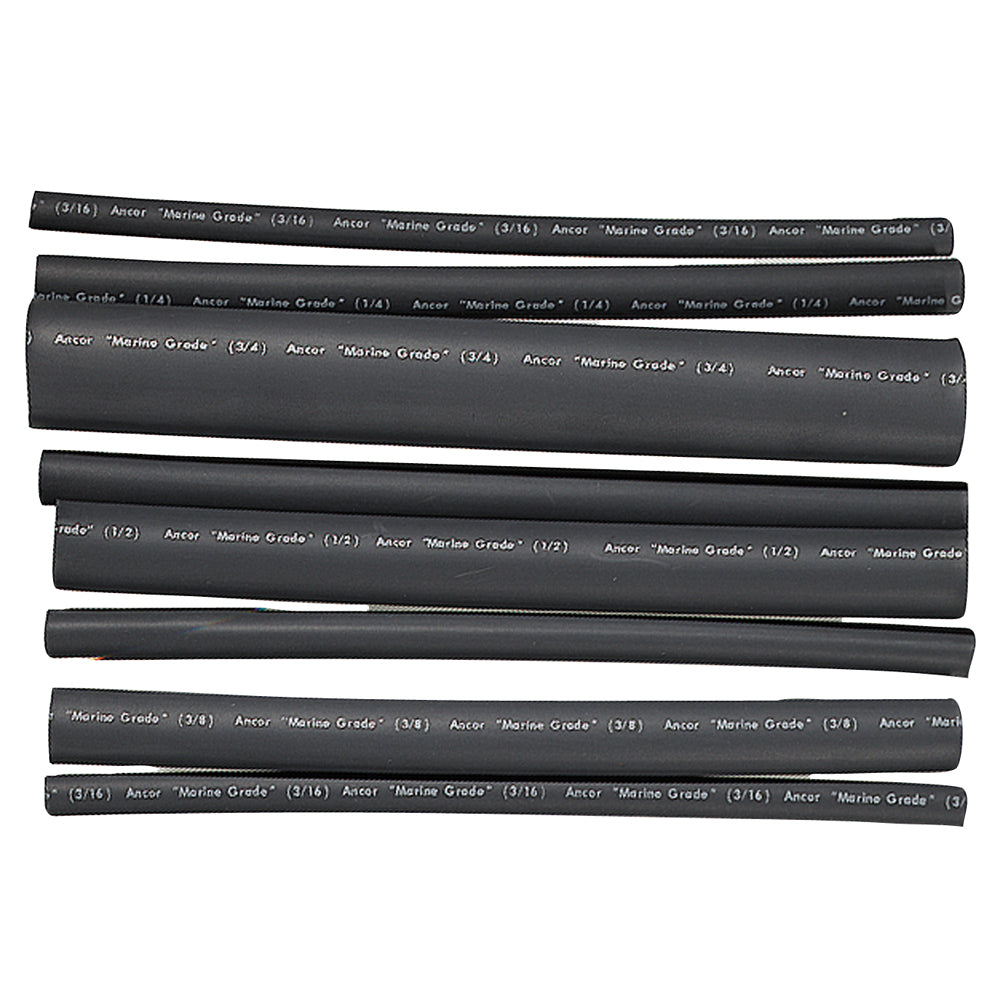 Ancor Adhesive Lined Heat Shrink Tubing - Assorted 8-Pack, 6", 20-2/0 AWG, Black [301506] | Wire Management by Ancor 