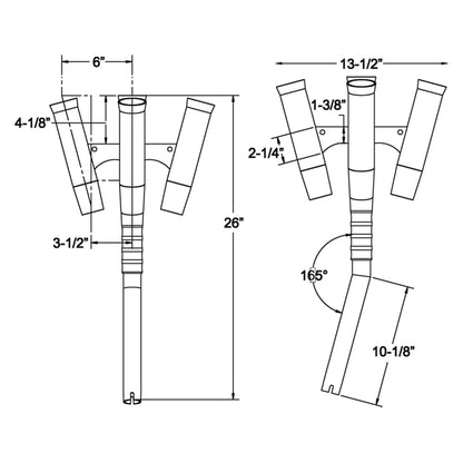 TACO Olympic 5-Rod Holder Cluster [F31-0790BXY-1] | Rod Holders by TACO Marine 