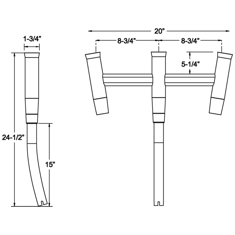 TACO Kite Fishing 3-Rod Cluster [F31-0770BSA-1] | Rod Holders by TACO Marine 