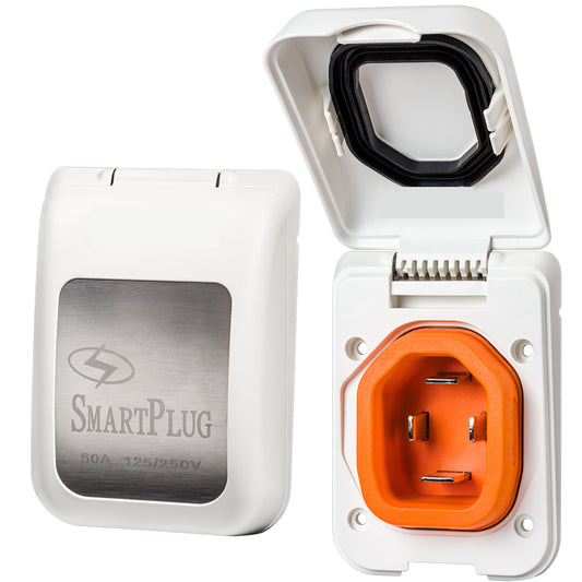 SmartPlug 50 AMP Male Non-Metallic Inlet Cover - White [BM50PW] | Accessories by SmartPlug 