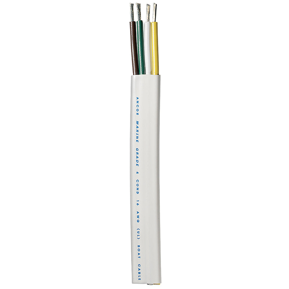 Ancor Trailer Cable - 16/4 AWG - Yellow/White/Green/Brown - Flat - 100' [154010] | Wire by Ancor 