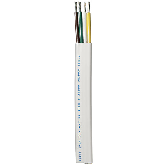 Ancor Trailer Cable - 16/4 AWG - Yellow/White/Green/Brown - Flat - 300' [154030] | Wire by Ancor 