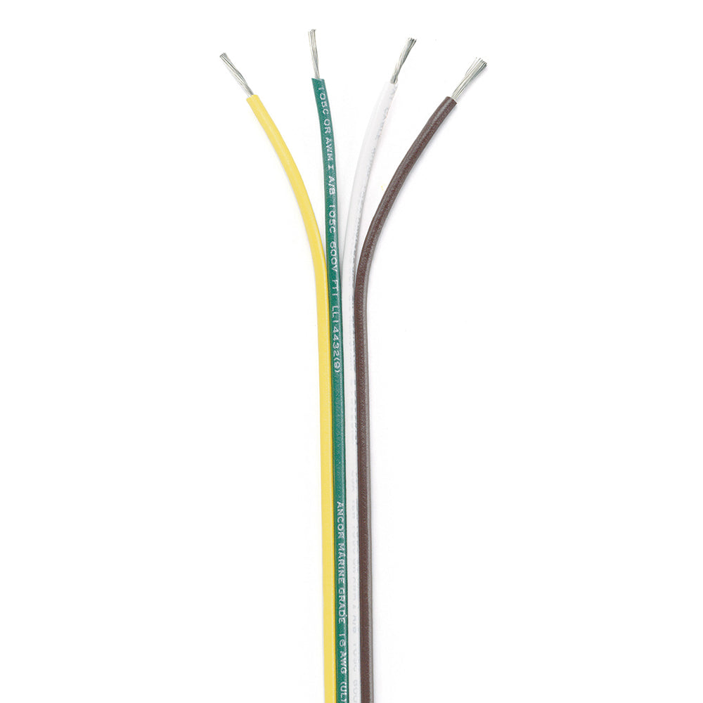 Ancor Ribbon Bonded Cable - 16/4 AWG - Brown/Green/White/Yellow - Flat - 100' [154510] | Wire by Ancor 