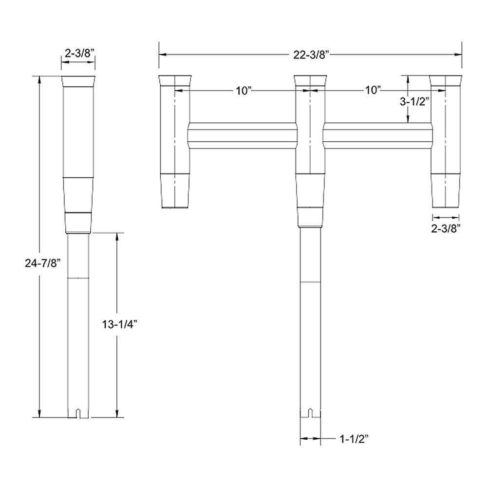 TACO Deluxe Trident Rod Holder Cluster Straight [F31-0780BXY-1] | Rod Holders by TACO Marine 