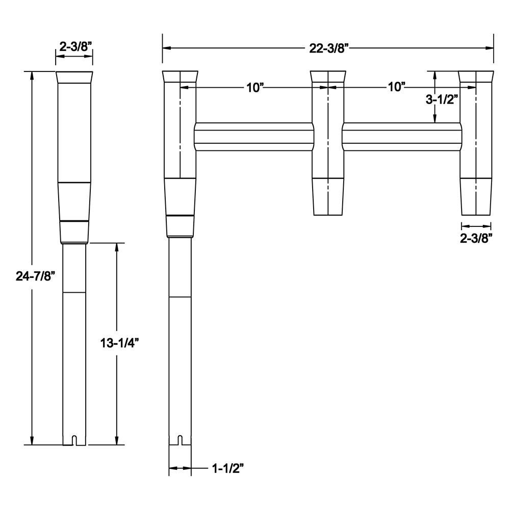 TACO Deluxe Trident Rod Holder Cluster Offset [F31-0781BXY-1] | Rod Holders by TACO Marine 