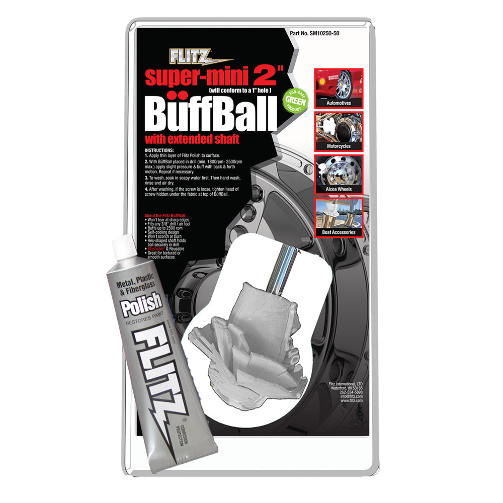 Flitz Buff Ball - Super Mini 2" - White w/1.76oz Tube Flitz Polish [SM 10250-50] | Cleaning by Flitz 