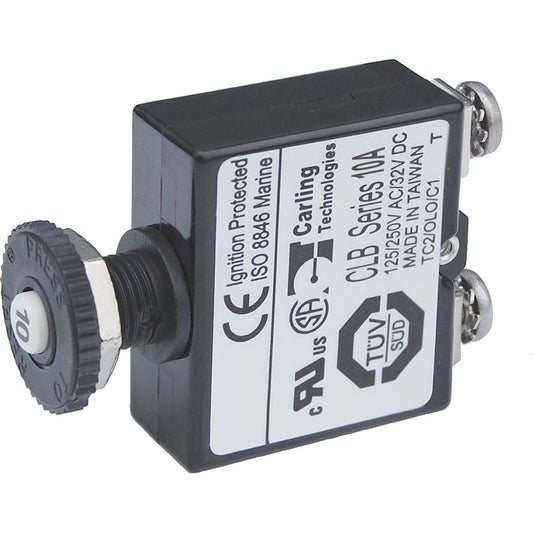 Blue Sea Push Button Reset Only Screw Terminal Circuit Breaker - 10 Amps [2132] | Circuit Breakers by Blue Sea Systems 