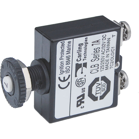 Blue Sea Push Button Reset Only Screw Terminal Circuit Breaker - 7 Amps [2131] | Circuit Breakers by Blue Sea Systems 
