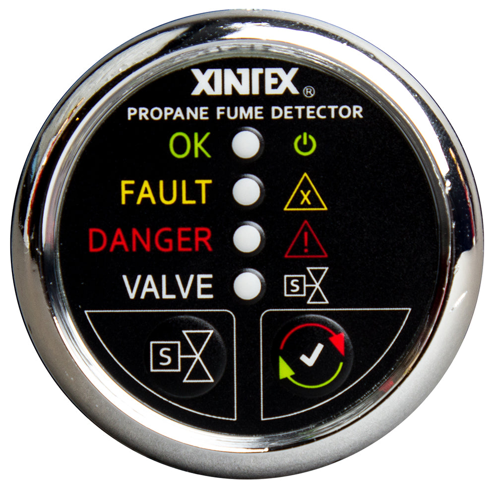 Fireboy-Xintex Propane Fume Detector w/Plastic Sensor  Solenoid Valve - Chrome Bezel Display [P-1CS-R] | Fume Detectors by Fireboy-Xintex 