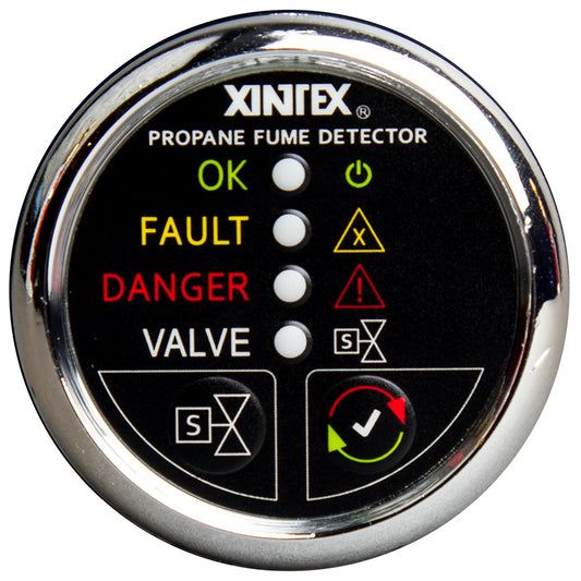 Fireboy-Xintex Propane Fume Detector w/Automatic Shut-Off  Plastic Sensor - No Solenoid Valve - Chrome Bezel Display [P-1CNV-R] | Fume Detectors by Fireboy-Xintex 