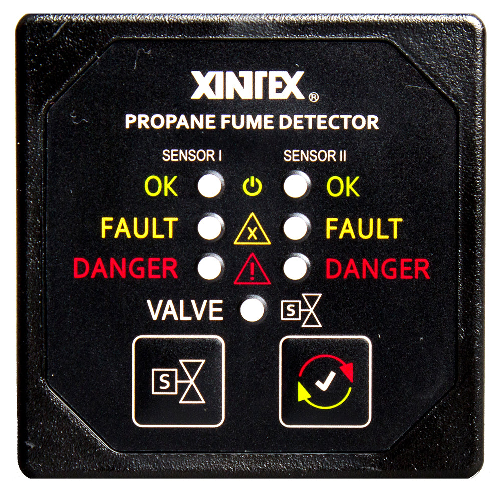 Fireboy-Xintex Propane Fume Detector  Alarm w/2 Plastic Sensors  Solenoid Valve - Square Black Bezel Display [P-2BS-R] | Fume Detectors by Fireboy-Xintex 