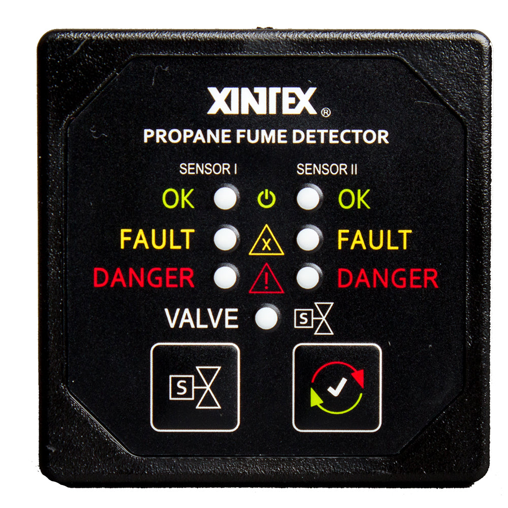 Fireboy-Xintex Propane Fume Detector w/2 Plastic Sensors - No Solenoid Valve - Square Black Bezel Display [P-2BNV-R] | Fume Detectors by Fireboy-Xintex 