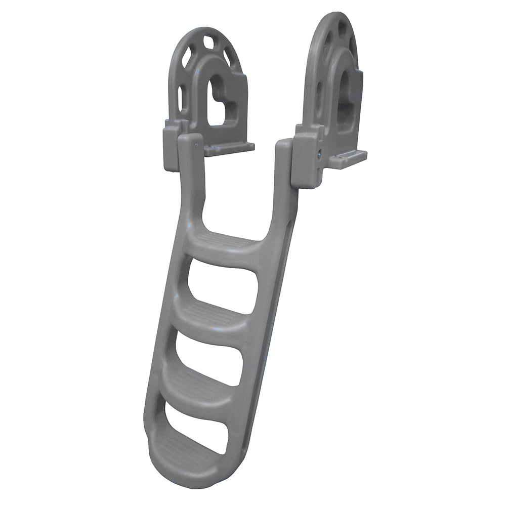 Dock Edge Stand-Off Flip-Up Polyethylene Roto Molded 4-Step Dock Ladder - Grey [2084-F] | Ladders by Dock Edge 