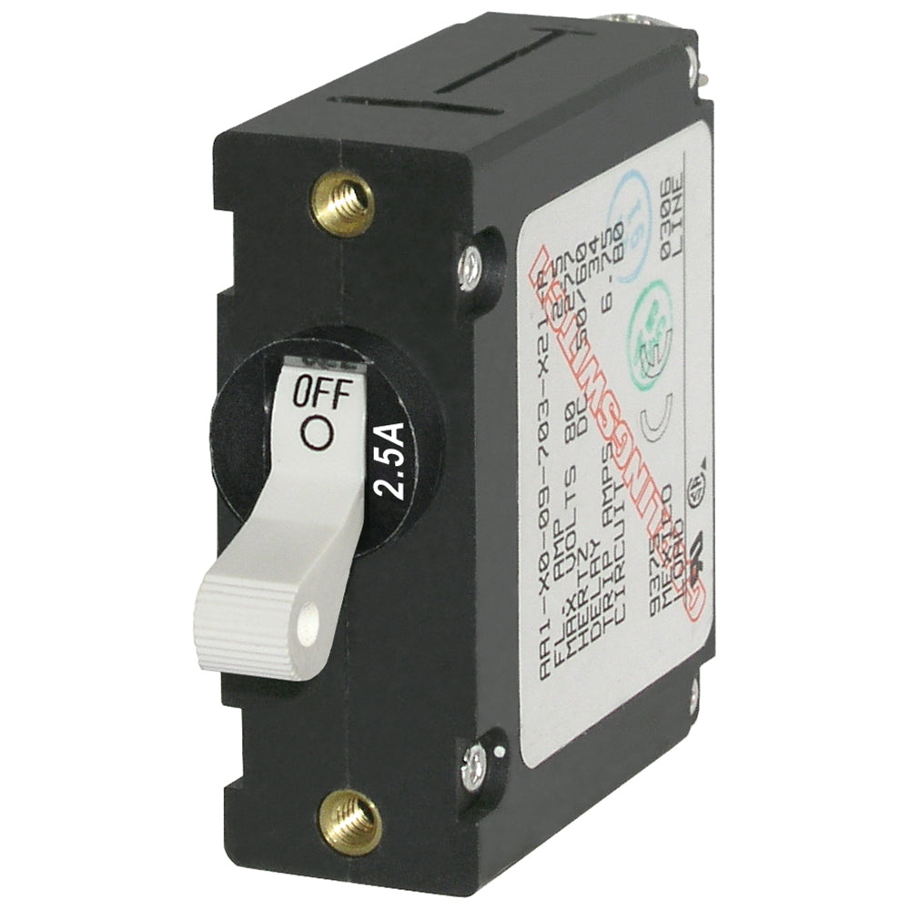Blue Sea 7197 A-Series White Toggle Circuit Breaker - Single Pole 2.5A [7197] | Circuit Breakers by Blue Sea Systems 