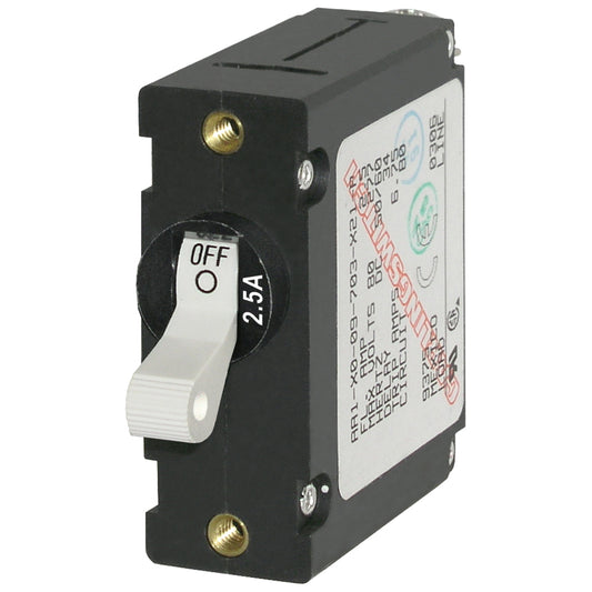 Blue Sea 7197 A-Series White Toggle Circuit Breaker - Single Pole 2.5A [7197] | Circuit Breakers by Blue Sea Systems 