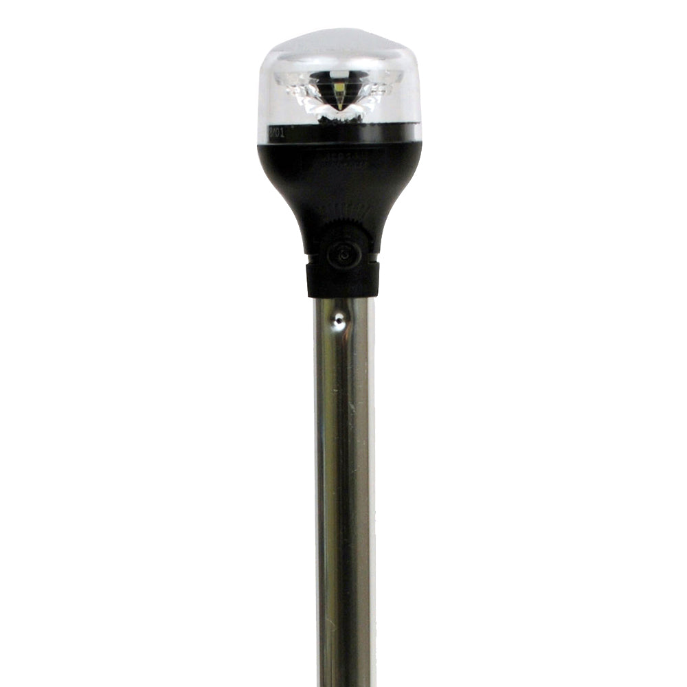 Attwood LightArmor Plug-In All-Around Light - 20" Aluminum Pole - Black Horizontal Composite Base w/Adapter [5550-PA20-7] | Navigation Lights by Attwood Marine 