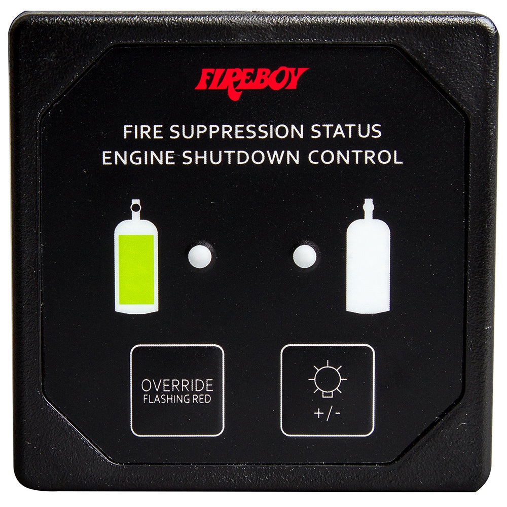 Fireboy-Xintex Deluxe Helm Display w/Membrane Switch, Remote Horn  LEDs f/Engine Shutdown System - Black Bezel Display [DU-SBH-20-R] | Fume Detectors by Fireboy-Xintex 