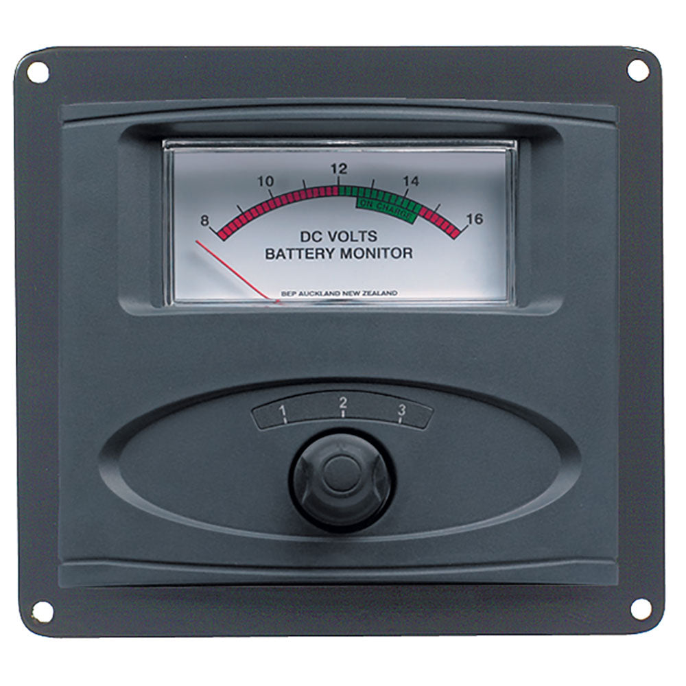 BEP 3 Input Panel Mounted Analog 12V Battery Condition Meter (Expanded Scale 8-16V DC Range) [80-601-0020-00] | Electrical Panels by BEP Marine 