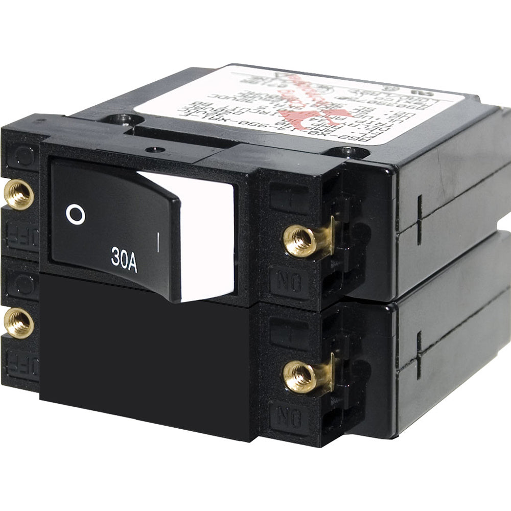 Blue Sea 7574 A-Series Raised Rocker Circuit Breaker - Double Pole - 30A [7574] | Circuit Breakers by Blue Sea Systems 