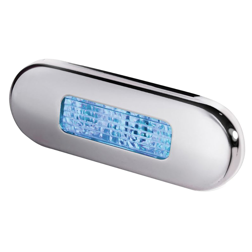 Hella Marine Surface Mount Oblong LED Courtesy Lamp - Blue LED - Stainless Steel Bezel [980869601] | Interior / Courtesy Light by Hella Marine 