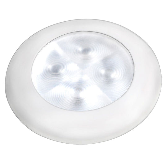 Hella Marine Slim Line LED 'Enhanced Brightness' Round Courtesy Lamp - White LED - White Plastic Bezel - 12V [980500541] | Interior / Courtesy Light by Hella Marine 