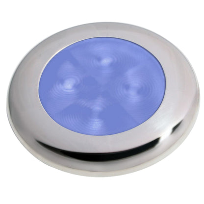 Hella Marine Slim Line LED 'Enhanced Brightness' Round Courtesy Lamp - Blue LED - Stainless Steel Bezel - 12V [980502221] | Interior / Courtesy Light by Hella Marine 