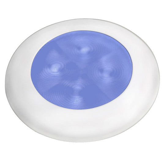 Hella Marine Slim Line LED 'Enhanced Brightness' Round Courtesy Lamp - Blue LED - White Plastic Bezel - 12V [980502241] | Interior / Courtesy Light by Hella Marine 