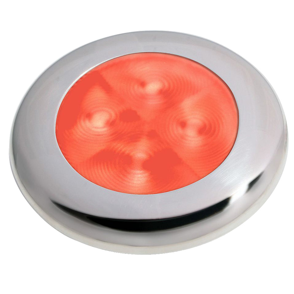 Hella Marine Slim Line LED 'Enhanced Brightness' Round Courtesy Lamp - Red LED - Stainless Steel Bezel - 12V [980507221] | Interior / Courtesy Light by Hella Marine 