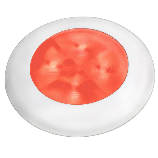 Hella Marine Slim Line LED 'Enhanced Brightness' Round Courtesy Lamp - Red LED - White Plastic Bezel - 12V [980507241] | Interior / Courtesy Light by Hella Marine 