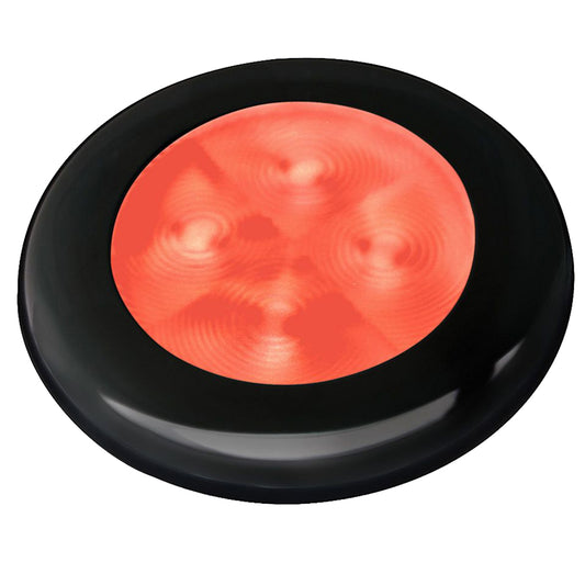 Hella Marine Slim Line LED 'Enhanced Brightness' Round Courtesy Lamp - Red LED - Black Plastic Bezel - 12V [980507251] | Interior / Courtesy Light by Hella Marine 
