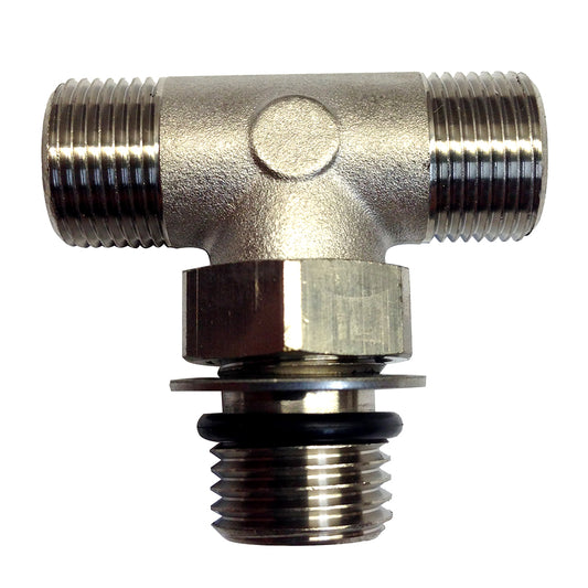 Uflex Boss Style T-Fitting - Nickel - ORB 6 to 3/8" COMP [71955T] | Steering Systems by Uflex USA 