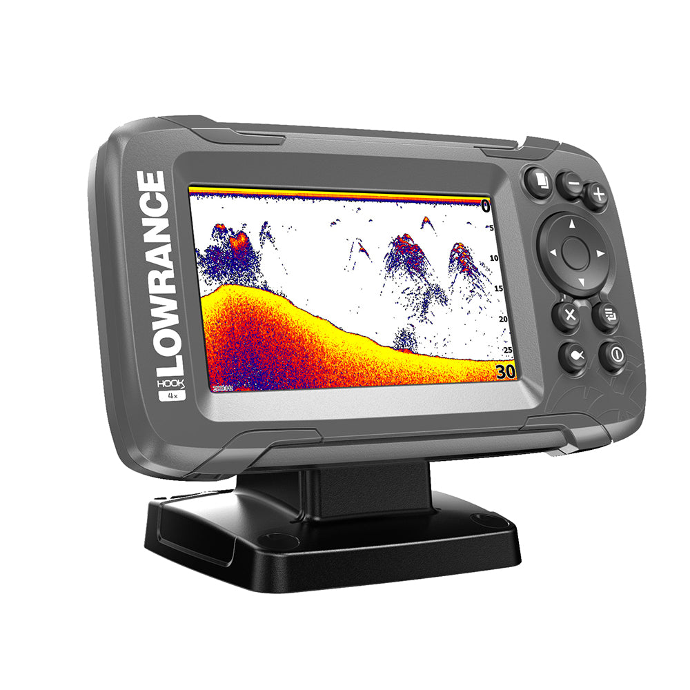 Lowrance HOOK2-4x 4" Bullet Fishfinder Transom Mount Bullet Skimmer Transducer [000-14012-001] | Fishfinder Only by Lowrance 