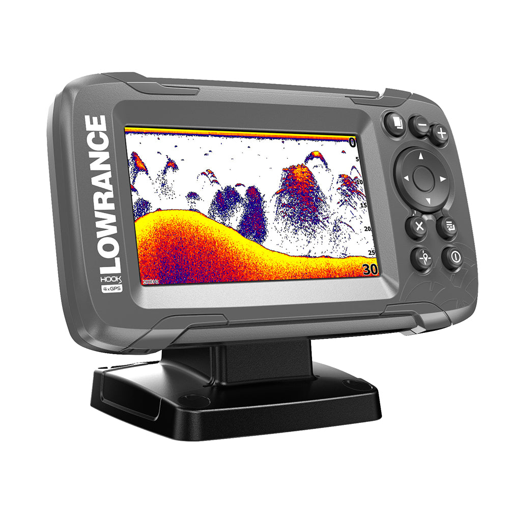 Lowrance HOOK2-4x 4" GPS Bullet Fishfinder w/Track Plotter Transom Mount Bullet Skimmer Transducer [000-14014-001] | Fishfinder Only by Lowrance 