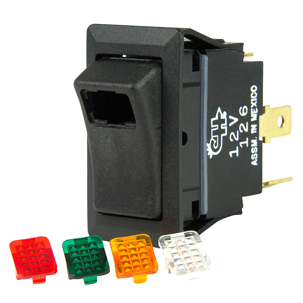 BEP SPST Rocker Switch - 1-LED w/4-Colored Covers - 12V/24V - ON/OFF [1001716] | Switches & Accessories by BEP Marine 