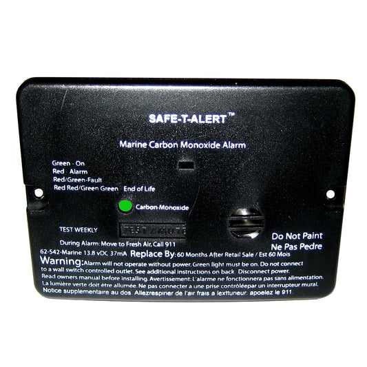 Safe-T-Alert 62 Series Carbon Monoxide Alarm - 12V - 62-542-Marine - Flush Mount - Black [62-542-MARINE-BLK] | Fume Detectors by Safe-T-Alert 