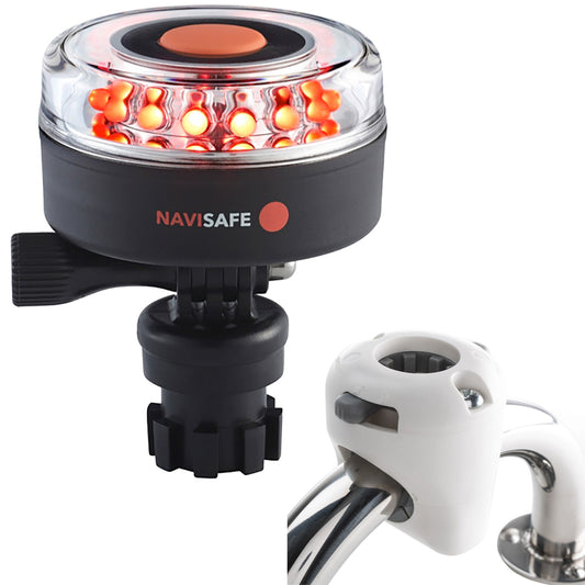 Navisafe Navilight All RED 360 2NM w/Navimount Base  Rail Mount - White [045KIT3]